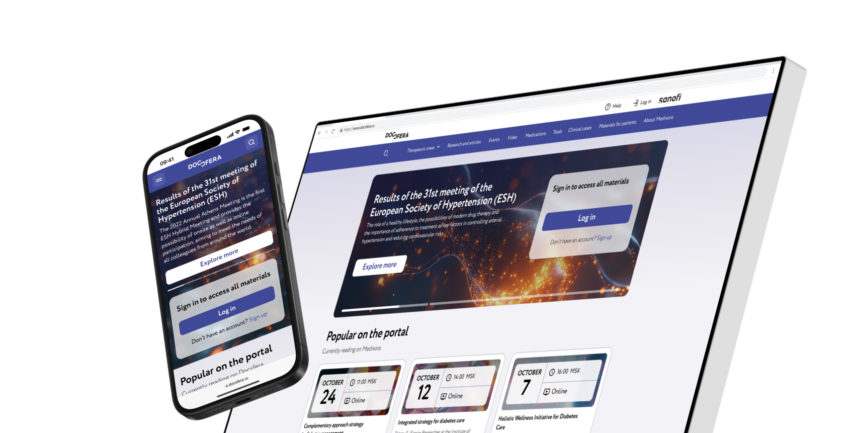 Healthcare platform displayed on desktop and mobile devices
